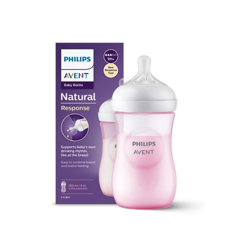 Avent Natural Response Doğal Tepkili PP Pembe Biberon 1+ Ay 260 ml - Avent