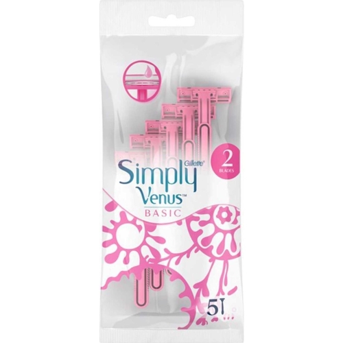 Gillette Simply Venus 2 Basic Kadın Tıraş Bıçağı 5'li - 1