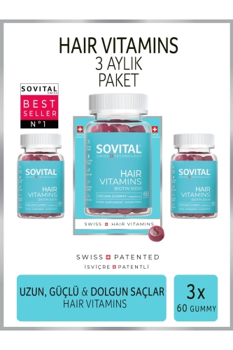 Hair Vegan Gummy Saç Vitamini 3x60 Adet - SOVITAL