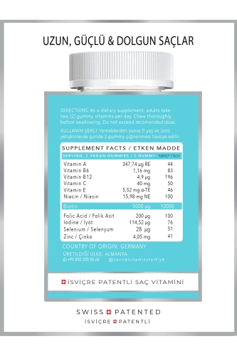 Hair Vegan Gummy Saç Vitamini 3x60 Adet - 2