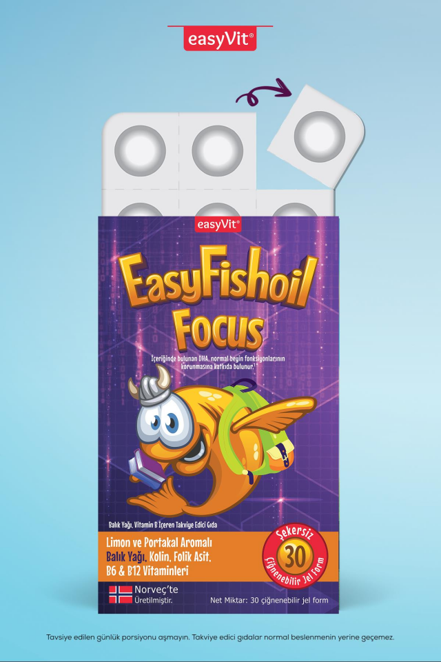 EasyFishoil Focus 30 Çiğneme Tableti