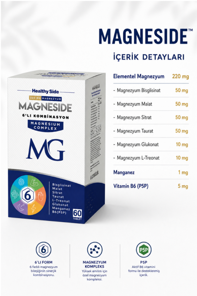 MagneSide Magnezyum Kompleks 60 Tablet