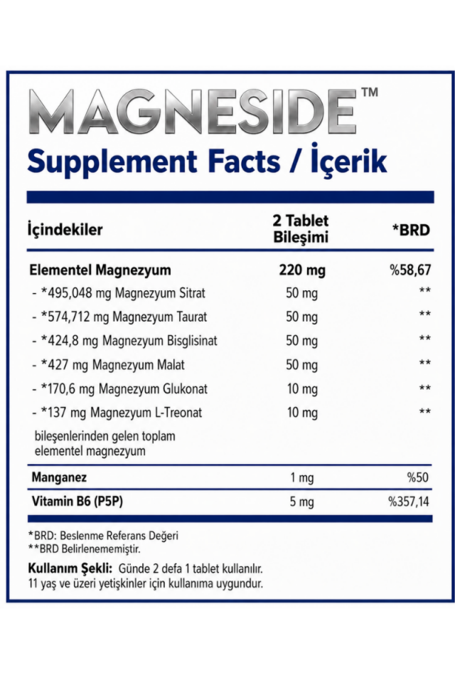 MagneSide Magnezyum Kompleks 60 Tablet