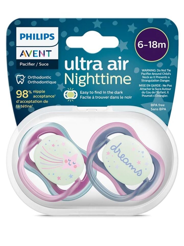 Avent SCF376/14 Ultra Air Nighttime (Karanlıkta Parlar) Gece Emziği 6-18 Ay - Kız