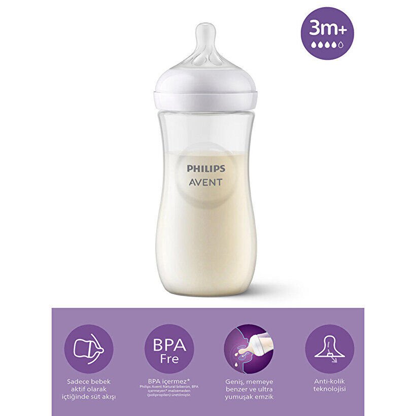 Avent SCY906/01 Natural Response Doğal Tepkili PP Biberon 6 Ay 330 ml