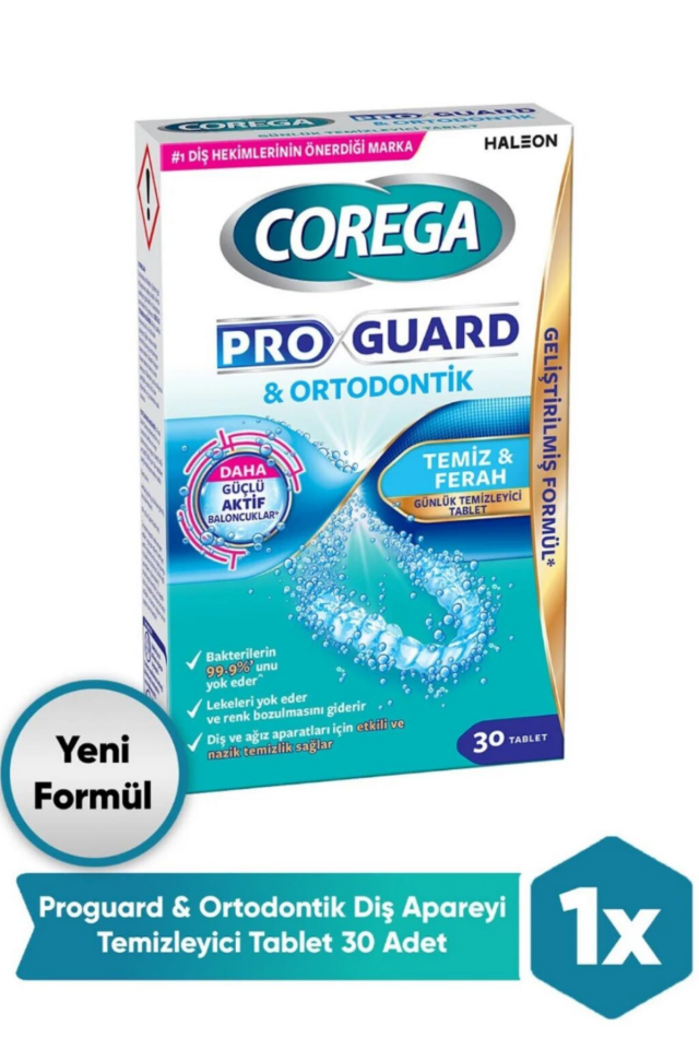 Corega Pro Guard & Ortodontik Günlük Diş Protezi Temizleyici 30 Tablet