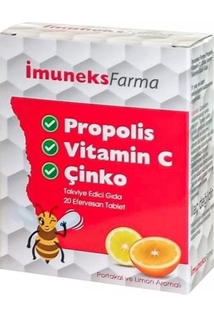 İmuneks Farma Propolis Vitamin C ve Çinko 20 Tablet - 1