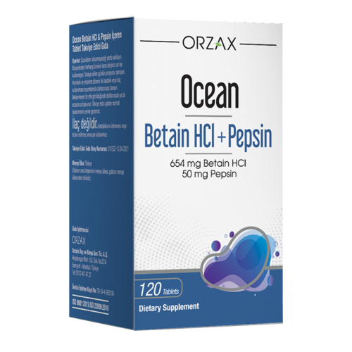 Ocean Betain HCI+ Pepsin Takviye Edici Gıda 120 Tablet - Orzax