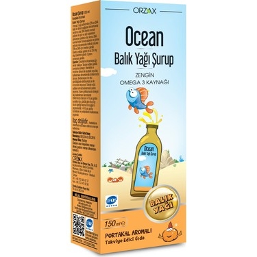 Ocean Omega 3 Portakallı Balık Yağı Şurubu 150 ml - Orzax