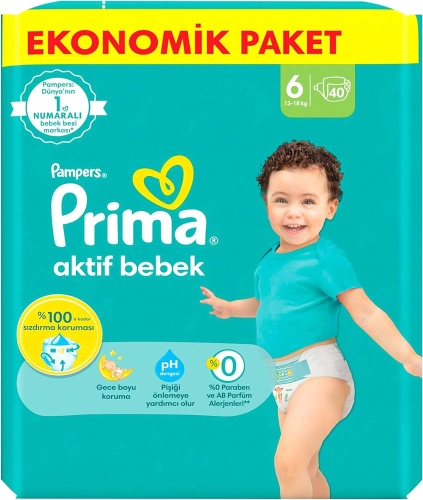 Prima Aktif Bebek Bezi Fırsat Paketi No: 6 13-18 kg 40'lı - Prima