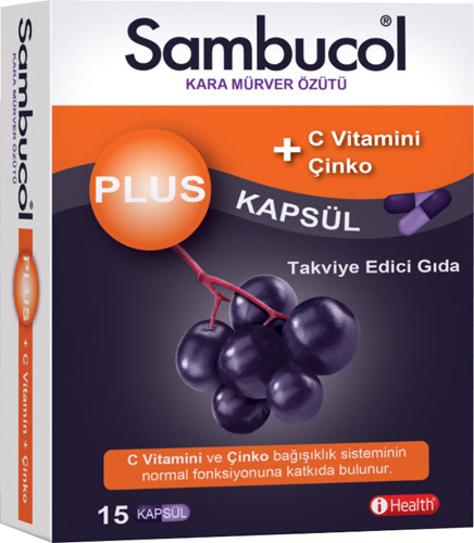 Sambucol Plus Kara Mürver Özütü + C Vitamini & Çinko 15 Kapsül - 1