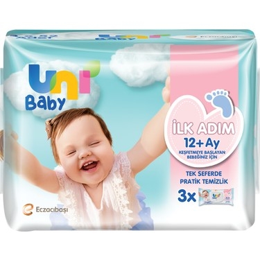 Uni Baby Ilk Adım 12 Ay+ Islak Mendil 52 Yaprak - 3 Adet - Uni Baby