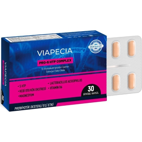 Viapecia Pro-5 HTP Complex Takviye Edici Gıda 30 Bitkisel Kapsül - 1