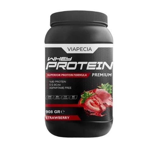 Viapecia Whey Protein Çilek Aromalı Bol Proteinli Premium 908 gr - Viapecia