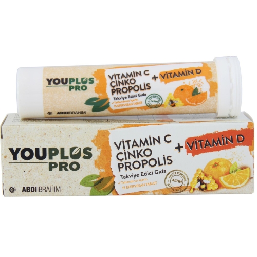 Youplus Pro Vitamin C & D & Çinko & Propolis 15 Efervesan Tablet - ABDİ İBRAHİM