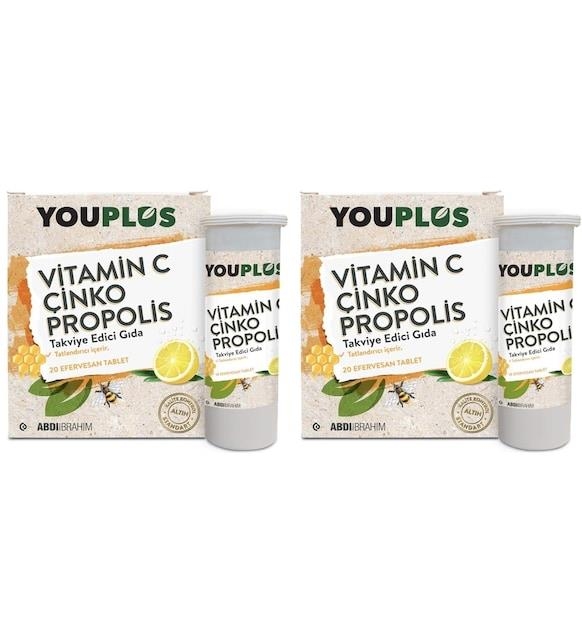 Youplus Vıtamin C & Çinko & Propolis 20 Efervesan Tablet 2 Adet - 1