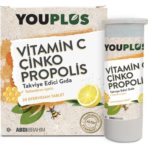 Youplus Vitamin C Çinko Propolis 20 Efervesan Tablet - ABDİ İBRAHİM